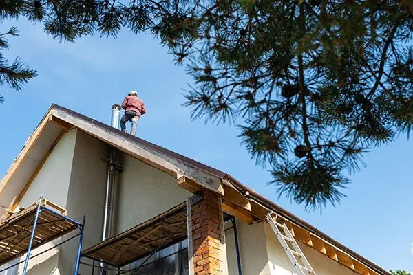 Roofing work on a residential roof